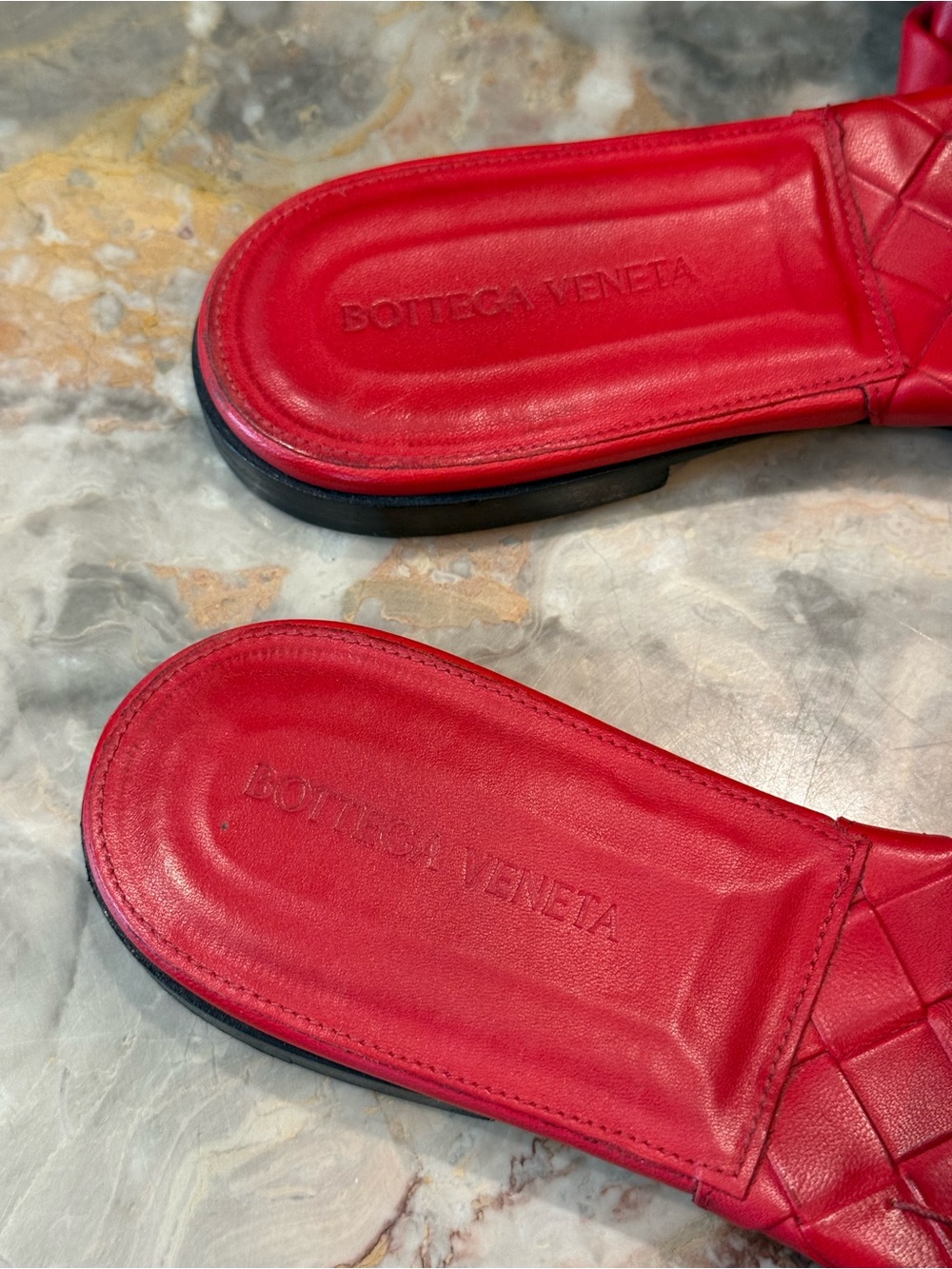 Bottega Veneta Intrecciato BV Lido Flat Slide Sandals Red Leather EU 40 - Picture 6 of 8